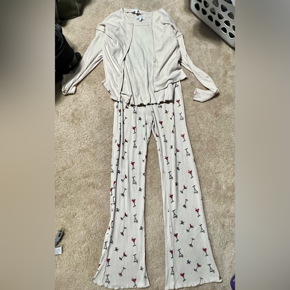 Indigo Bloom Three Piece Pajama Set
